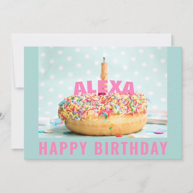 Saupoudrer Donut Anniversaire Gâteau 1 Carte de vo (Devant)