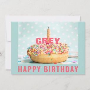 Saupoudrer Donut Birthday Cake 2 Carte de voeux pl