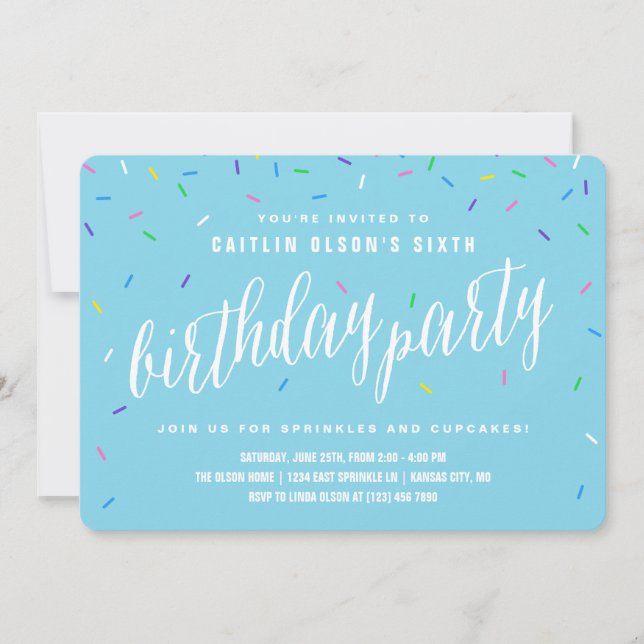 Saupoudrer Invitations de fête d'anniversaire | Bl (Devant)