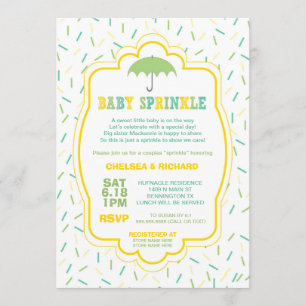 Saupoudrer les Invitations Baby showers vert jaune