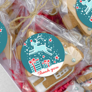 Saut de rennes de Noël merci autocollant