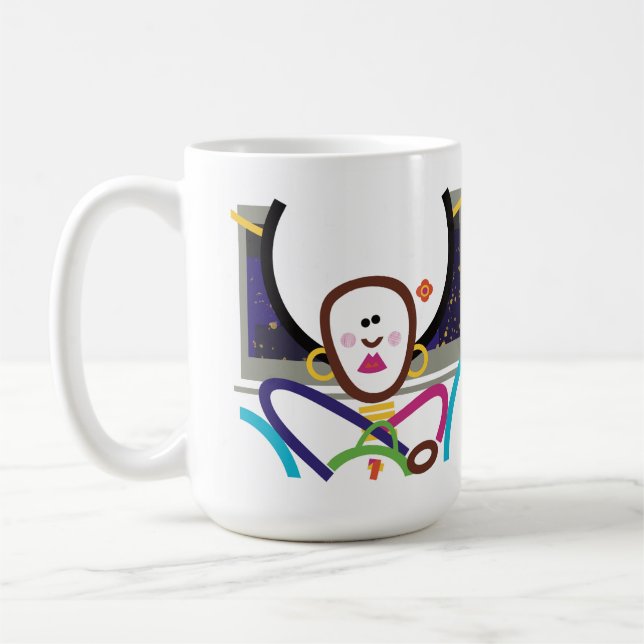 Sauter dans la rue Abstraite Art moderne Retro Mug (Gauche)