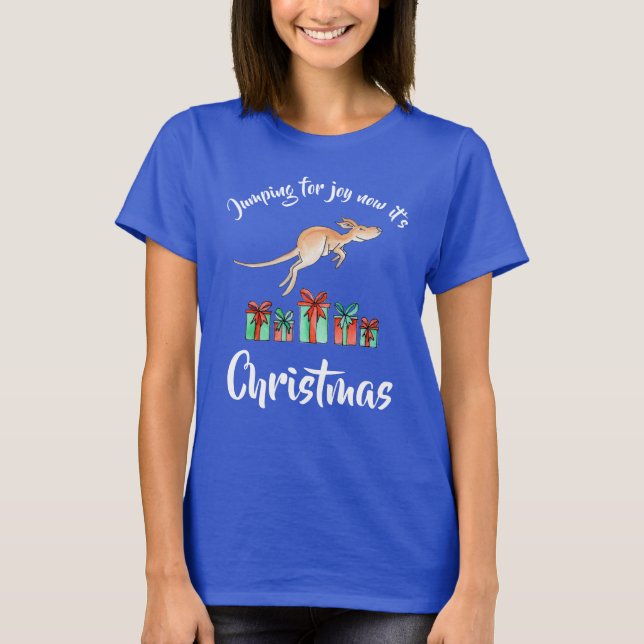 Sauter pour la joie T-shirt de Noël Kangaroo (Devant)