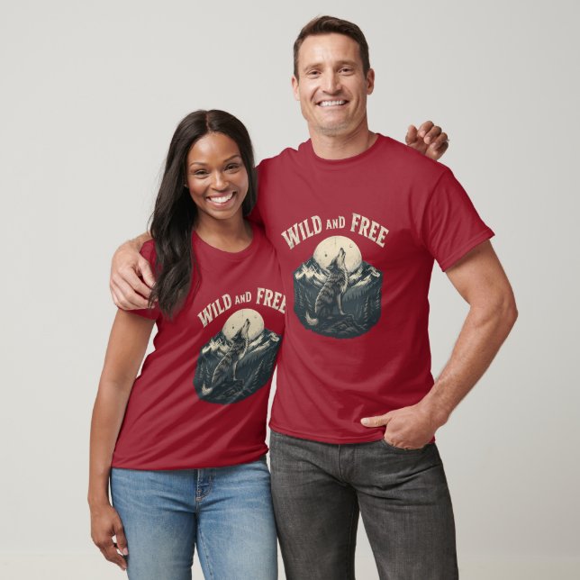 "Sauvage et Libre : Design de T-Shirt Rétro Loup d (Unisexe)