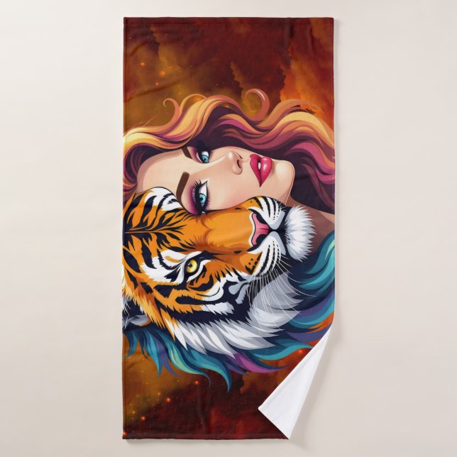 Sauvage intérieur – Déesse de l'esprit du tigre.  (Serviette de bain)