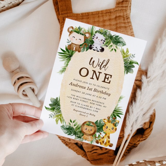 SAUVAGE UN | Invitation d'anniversaire de la jungl (Créateur téléchargé)