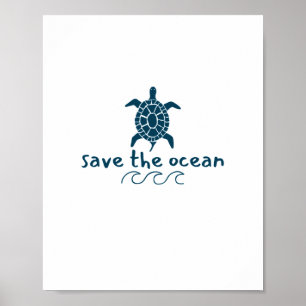 sauve l'océan. la tortue. Imprimantes et affiches