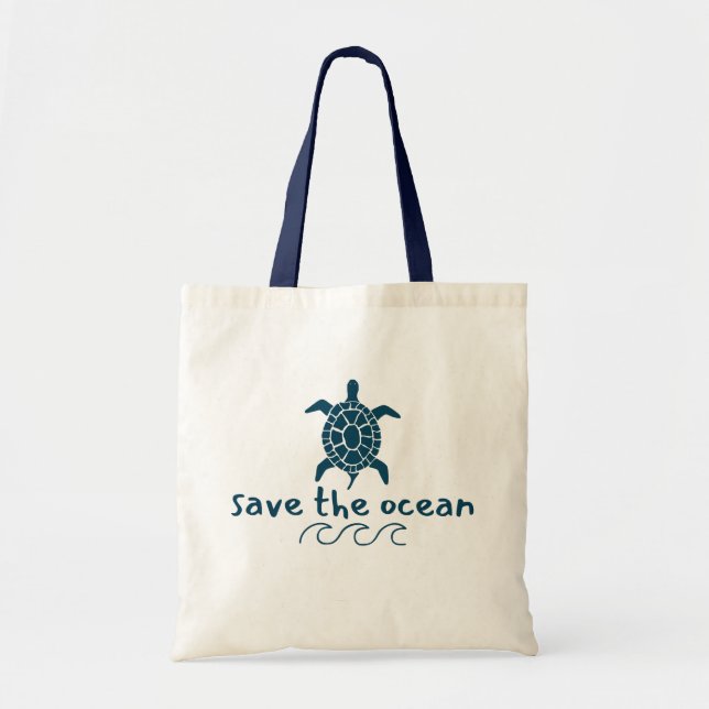 sauve l'océan. la tortue. Sacs de plage et de toil (Devant)