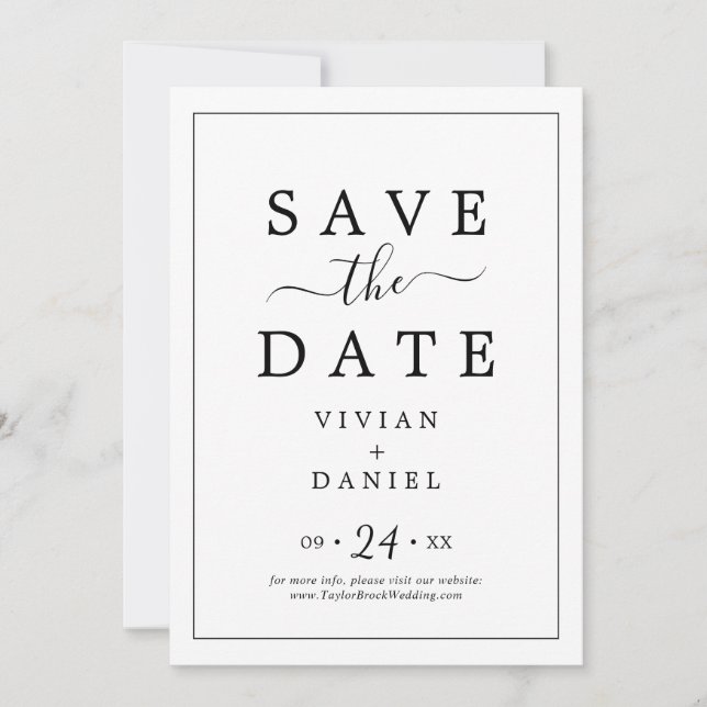 Sauvegarder la carte d'annonce de date minimaliste (Devant)