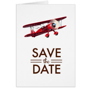 Sauvegarder la date avion biplan vintage