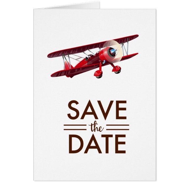 Sauvegarder la date avion biplan vintage (Devant)