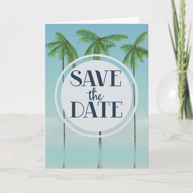 Sauvegarder la date Palmiers Tropicaux Vintage (Devant)