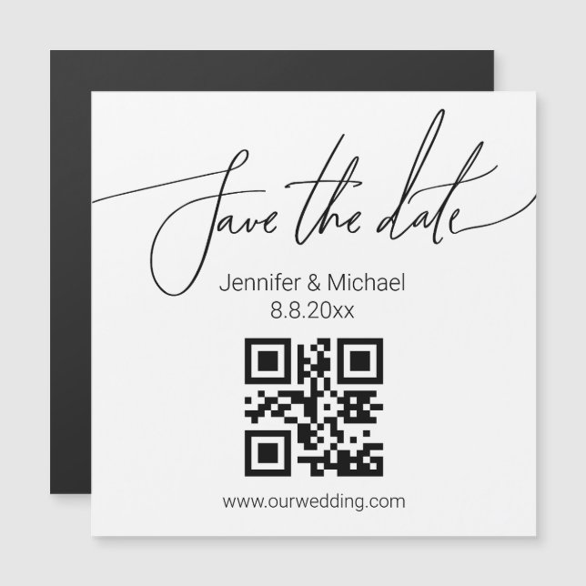 sauver la date qr code aimant de mariage simple (Devant / Derrière)