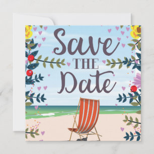 Sauver la date Vintage Vintage Plage et Chaise de 