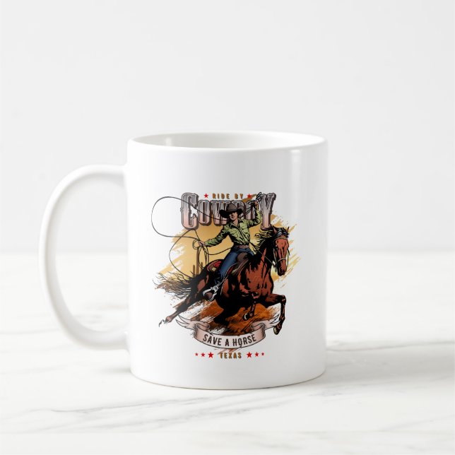 Sauver un cheval ; monter un cowboy | Tasse classi (Gauche)