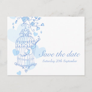 Sauvez la carte blanche bleue de cage à oiseaux de