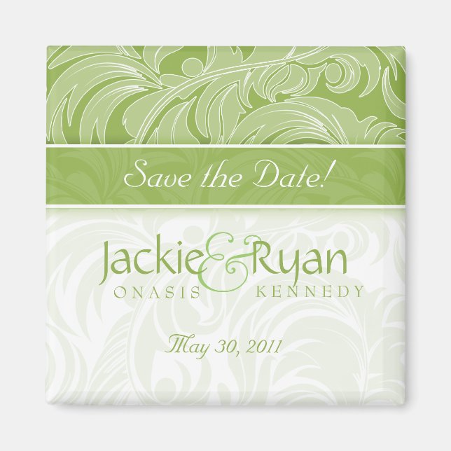 Sauvez la date Aimant floral Lime verte (Devant)