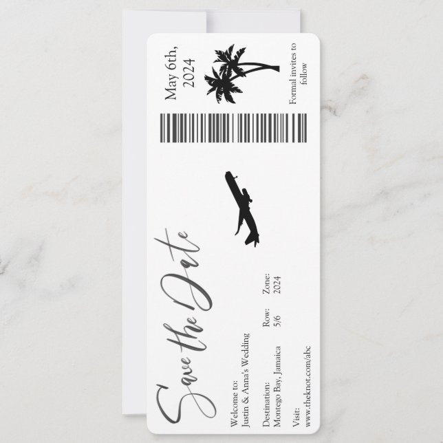 Sauvez la Date - Carte d'embarquement (Devant)