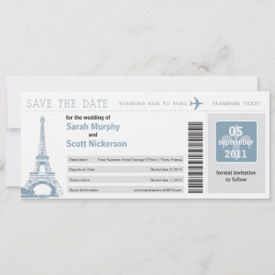 Sauvez la date Carte d'embarquement Paris France