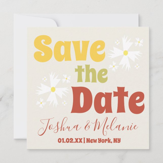 Sauvez la date Daisy Groovy Floral (Devant)