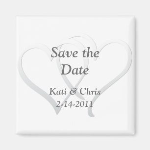 Sauvez le magnet de mariage de date deux coeurs