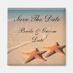 Sauvez le magnet de mariage de plage d'étoiles de