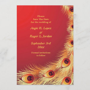 Sauvez le paon de date épousant la carte plate