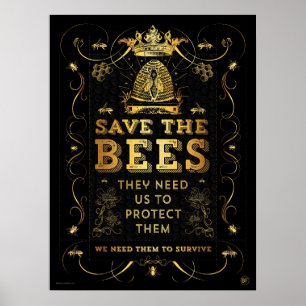 SAUVEZ LES ABEILLES ! FAUX GOLD POSTER