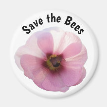 Sauvez les abeilles rose Hollyhock Magnet