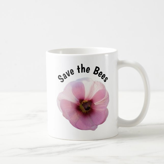 Sauvez les abeilles rose Hollyhock Mug (Droite)