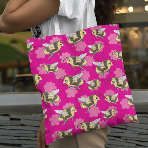 Sauvez les abeilles sur un tote bag à fond floral