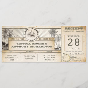 sauvez les billets de date - invitations vintages