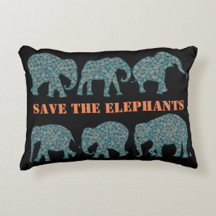 Sauvez les éléphants Paisley sur le Coussin noir