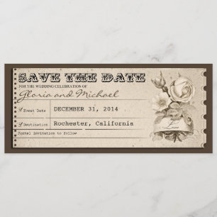 sauvez les invitations vintages de billet de date