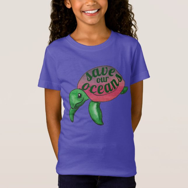 Sauvez nos océans Tortue de mer violette T-shirt (Devant)