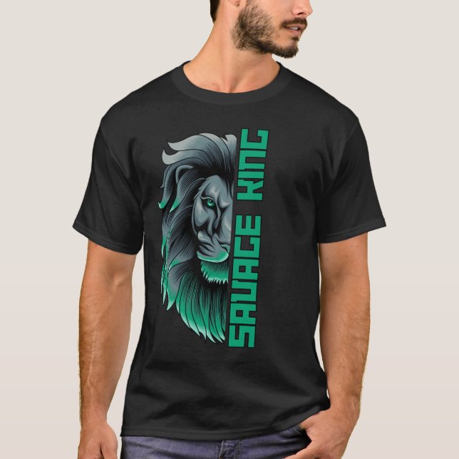 Savage King - Bold Lion Inspiré T-Shirt (Devant)
