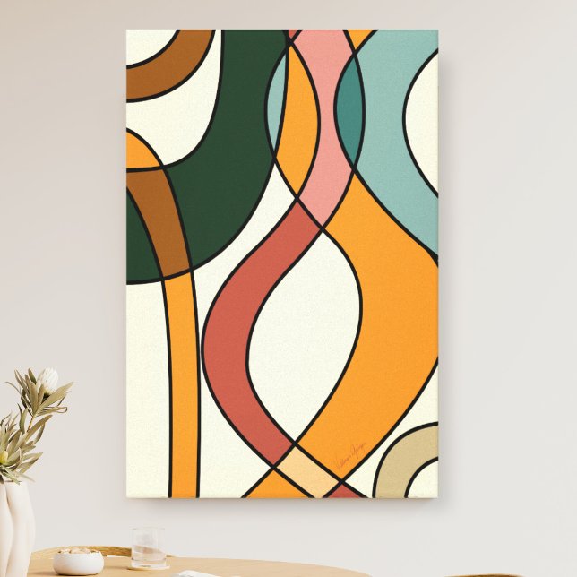 Savane Sérène Douce Toile Abstraite du Milieu du S (Serene Savanna Gentle Abstract Mid-Century Canvas Print)