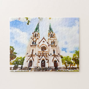 Savannah Cathedral Watercolor Photo Puzzle