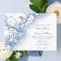 Savannah Georgia Carte Elégant Mariage bleu marine