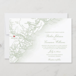 Savannah Géorgie Carte Élégant Sage Green Mariage