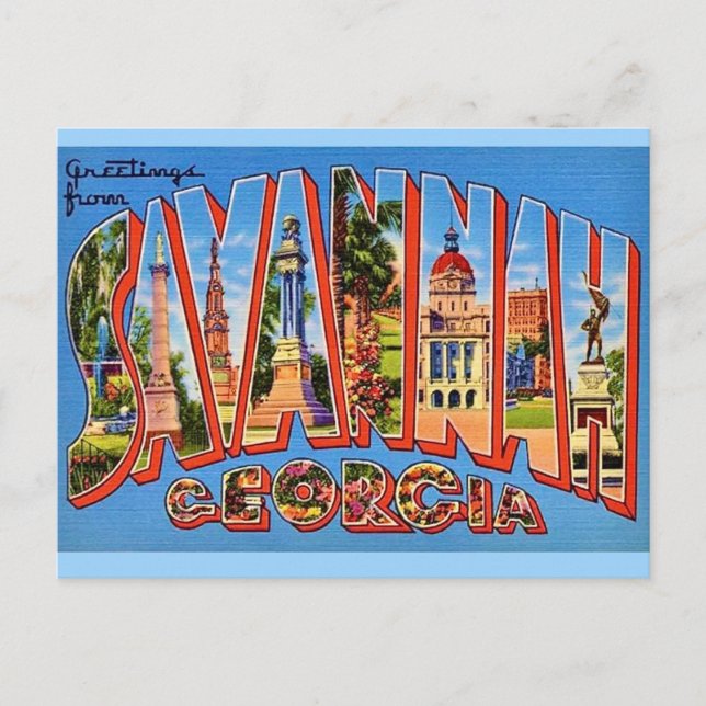 Savannah Géorgie Carte Postale Ancienne (Devant)