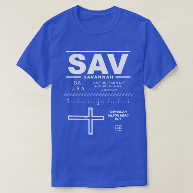 Savannah / Hilton Head Int'l Airport T-Shirt SAV (Design devant)