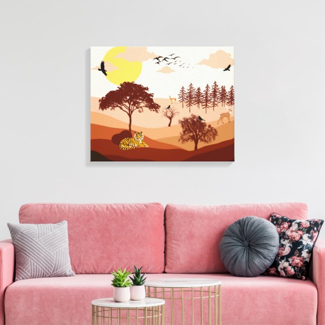 Savannah Nature Paysage Coucher de soleil toile d' (Insitu(Salon))