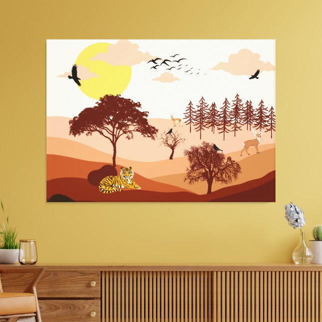 Savannah Nature Paysage Coucher de soleil toile d' (Insitu(Salon))