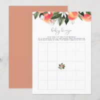 SAVANNAH Peach Baby shower Bingo Game Invitation