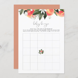 SAVANNAH Peach Baby shower Bingo Game Invitation