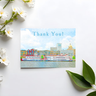 Savannah River Street Scenery Merci d'aquarelle