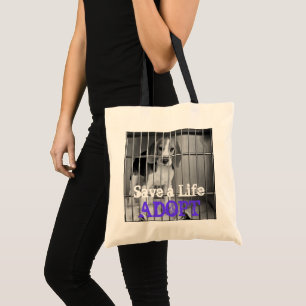 "Save a Life. Adopt" Animal Rescue Beagle Tote Bag