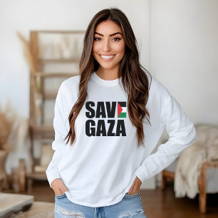 SAVE GAZA t-shirt blanc manche longue pour femme