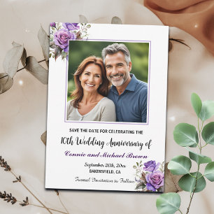 Save The Date 10e anniversaire du Mariage photo de Roses violets